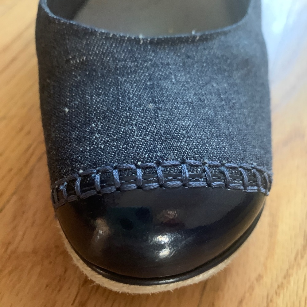 Cole Haan denim and patent women’s wedge shoes
